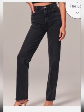 Abercrombie & Fitch The 90s‎ Slim Straight Ultra High Rise Black Wash Jeans